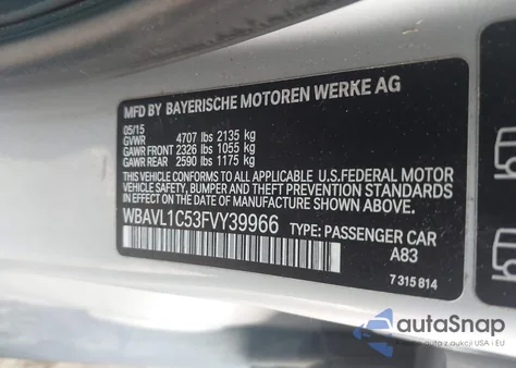 2015 BMW X1 xDrive28I from USA, damaged, VIN WBAVL1C53FVY39966